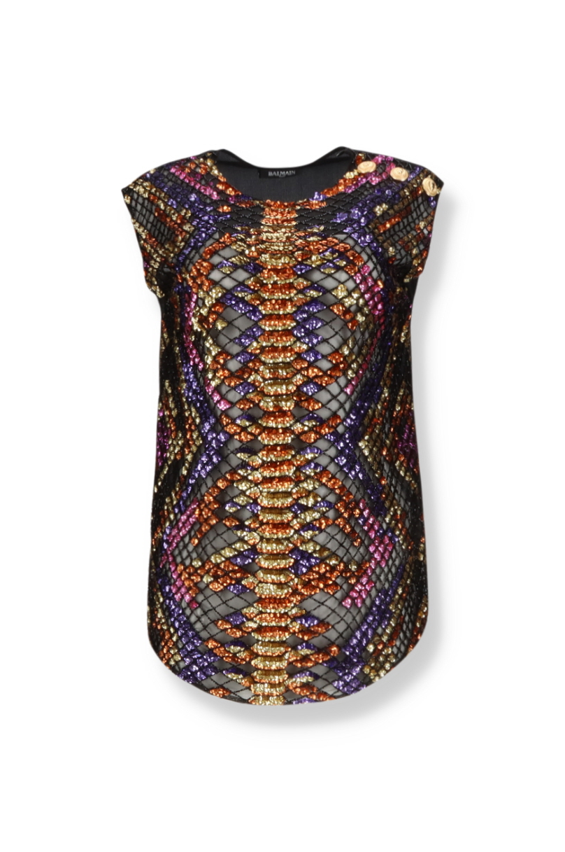 Balmain Sequin Tank Top - Outlet