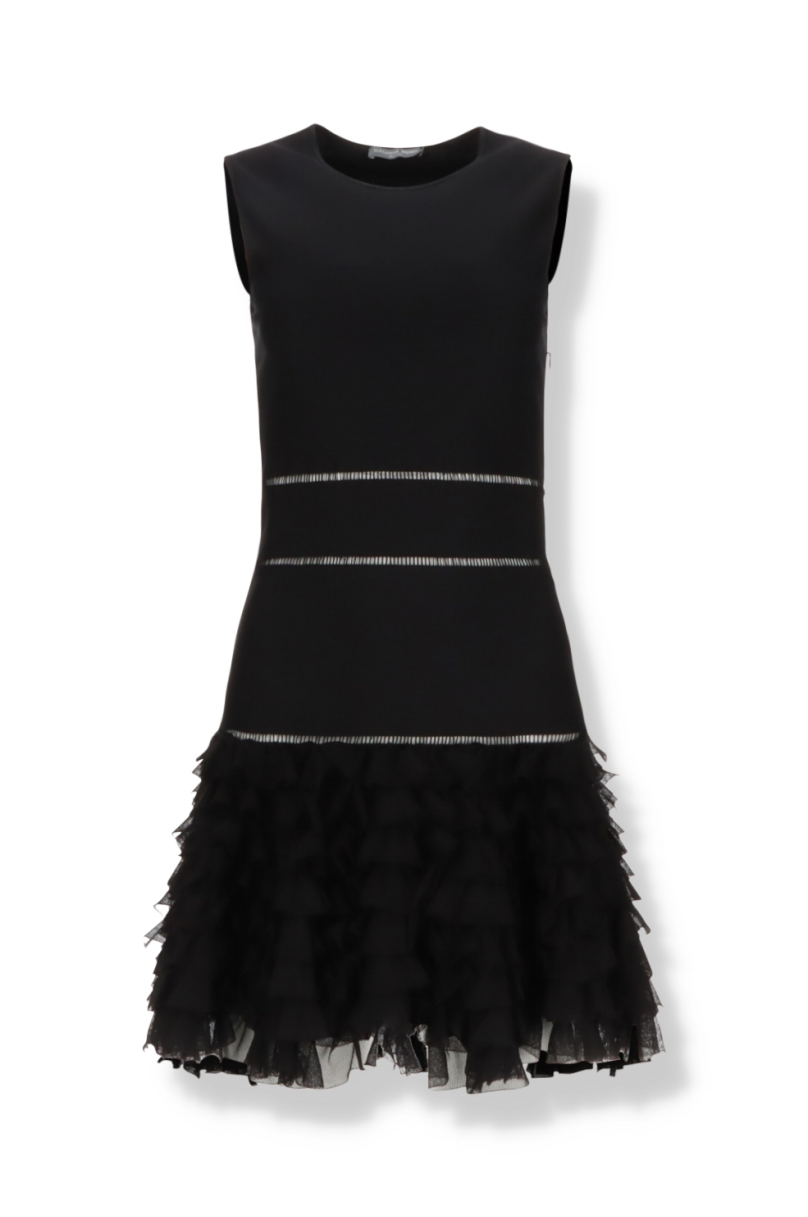 princess polly baby blue dress ALEXANDER MCQUEEN Black Scalloped open knit mini dress main image 0