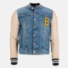 Denim- und Lederjacke Balmain