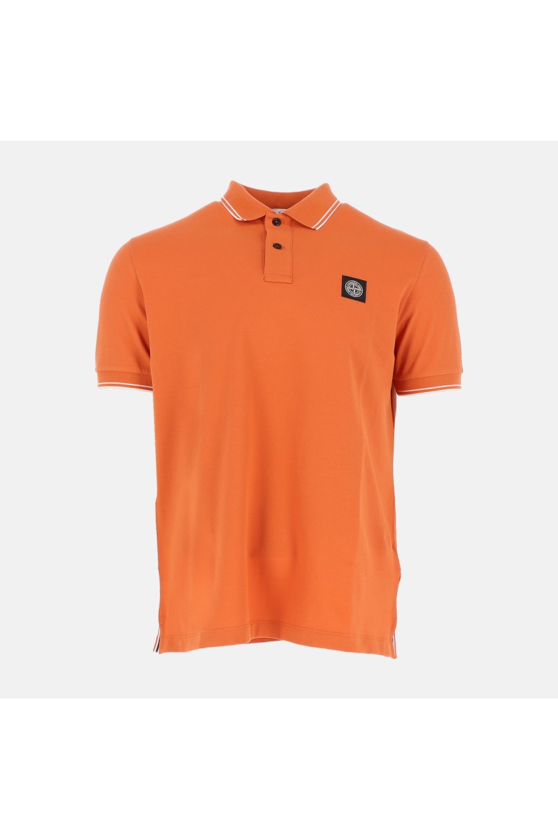 orange stone island polo