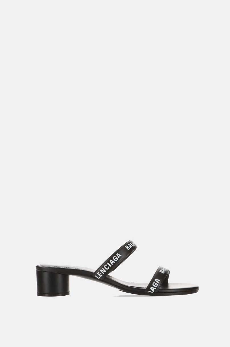 BALENCIAGA Logo Tape Leather Block Heel Ankle Wrap Strap Sandals Size 37  750  eBay