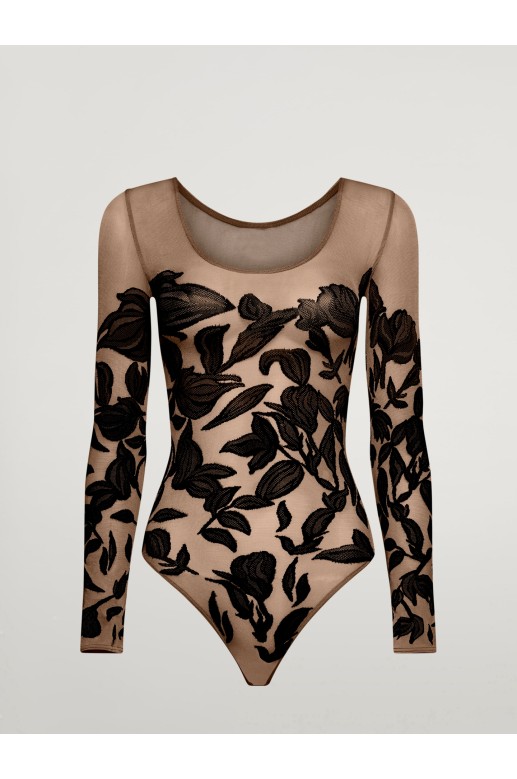 Snake-effect lace bodysuit in black - Wolford