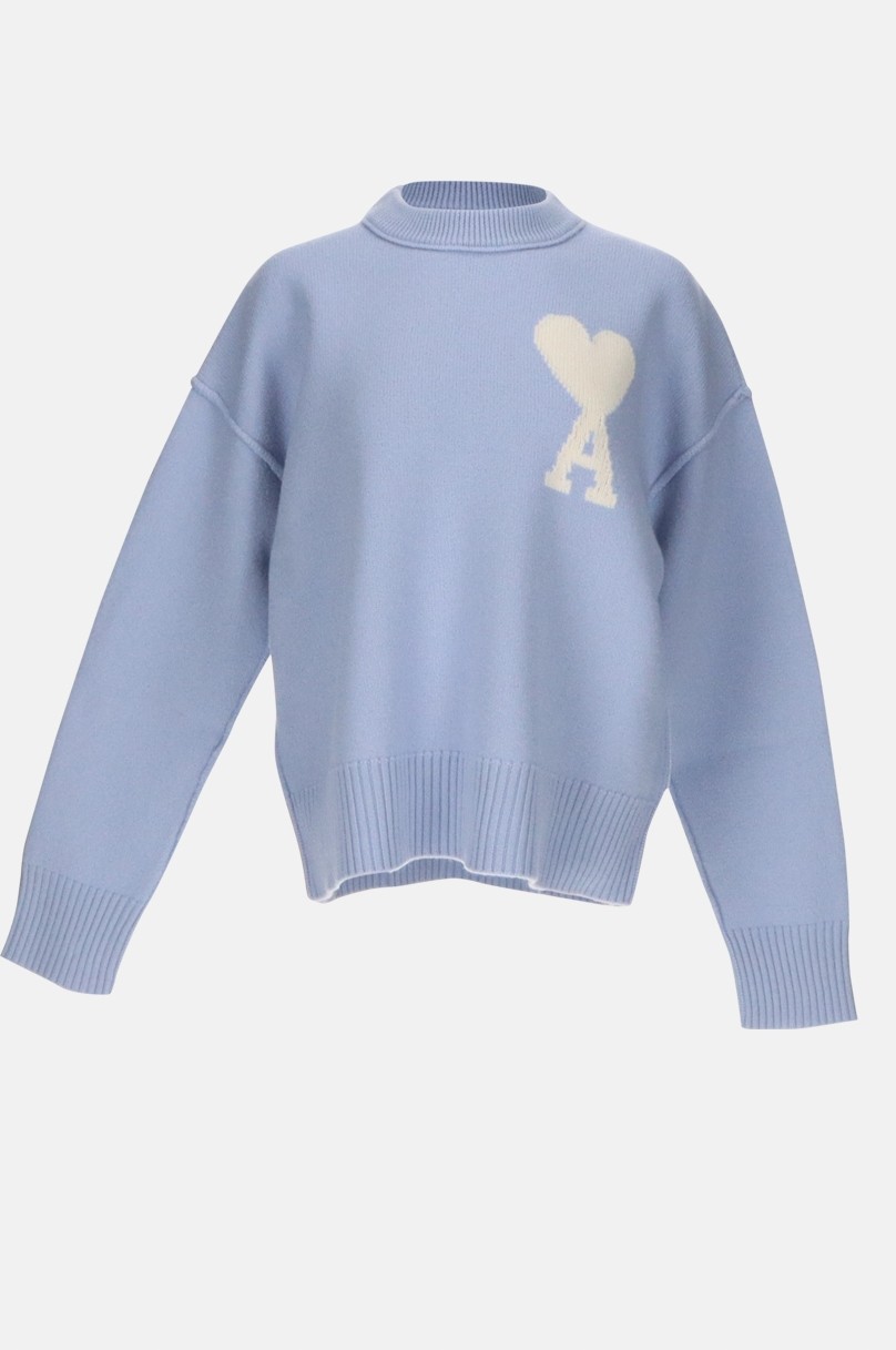 Pull en Laine unisexe au Coeur Blanc Ami Paris