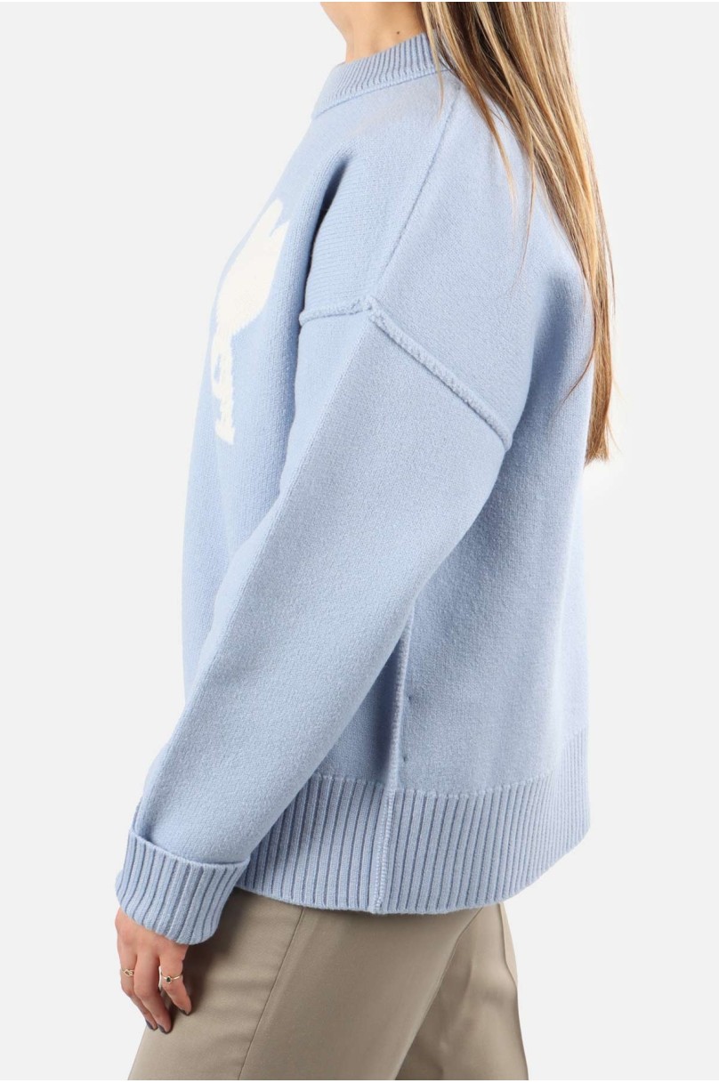 Pull en Laine unisexe au Coeur Blanc Ami Paris