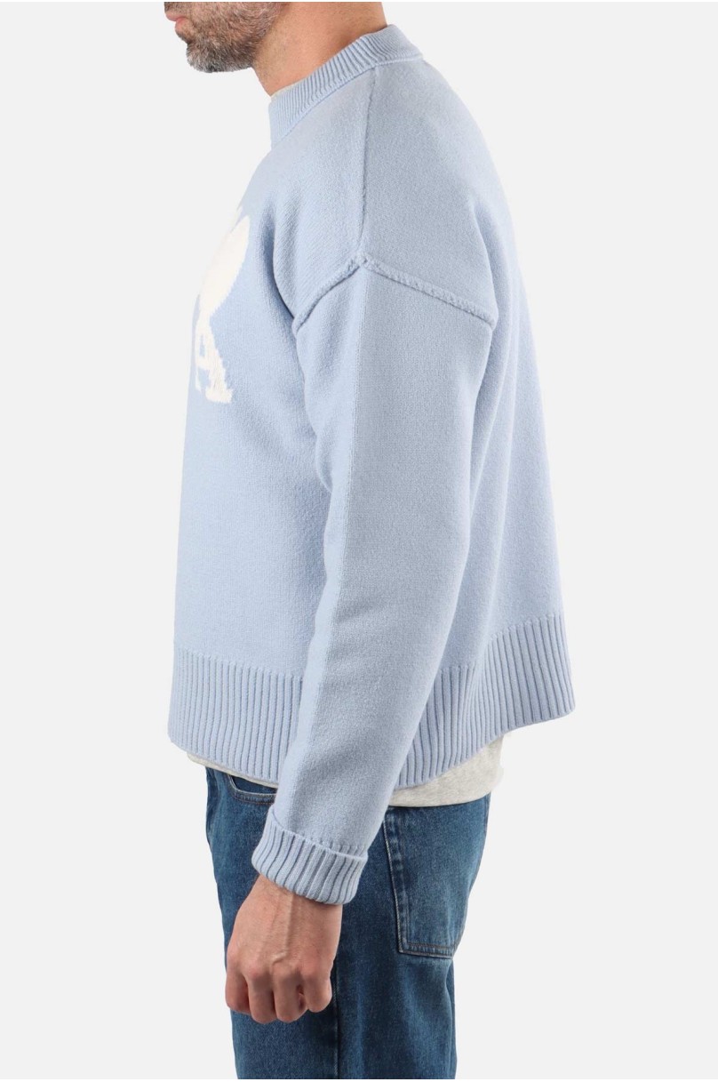 Pull en Laine unisexe au Coeur Blanc Ami Paris