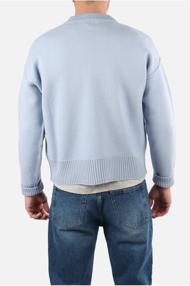 Pull en Laine unisexe au Coeur Blanc Ami Paris